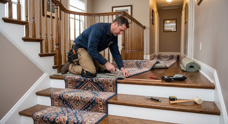 Stair Runner Installation in Somerset County, NJ